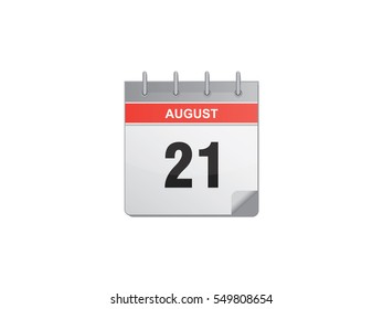 21 August calendar vector illustration on white background