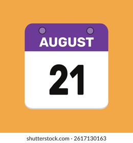21 august calender icon text page monthly web design.