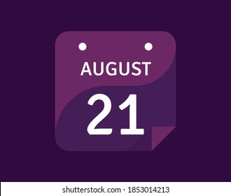 21. August, 21. August Icon Single Day Calendar Vektorgrafik