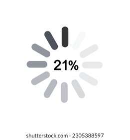 21% Circle percent diagram. 21% Percentage pie chart. Progress infographic. Business info graphic design. Vector illustration.
