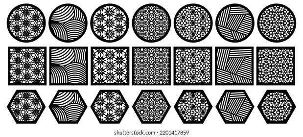 21 Coasters. Decorative Coasters Designs. Laser Cut Coasters. Lasercut Panel