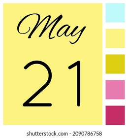 21 Tage des Monats. Mai. Tägliches Icon des Cute-Kalenders. Tag Woche Sonntag, Montag, Dienstag, Mittwoch, Donnerstag, Freitag, Samstag.