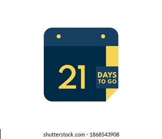 21 days to go calendar icon on white background, 21 days countdown, Countdown left days banner image