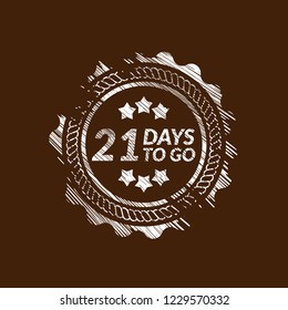 21 days to go label,sign,button. Vector stock illustration.