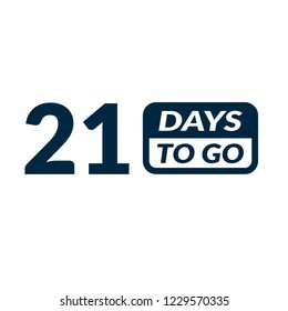21 days to go label,sign,button. Vector stock illustration.