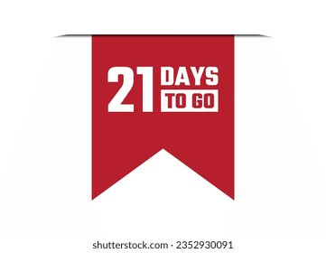 21 días para ir la ilustración del banner del vector rojo aislado en fondo blanco
