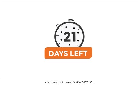 21 days left Countdown number banner templates. time icon. Vector Illustration 
