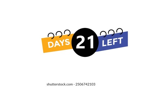 21 days left Countdown number banner templates. time icon. Vector Illustration 
