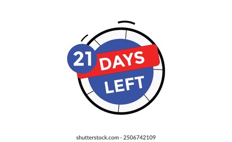 21 days left Countdown number banner templates. time icon. Vector Illustration 
