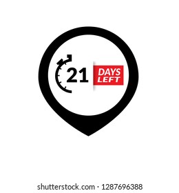 21 Days Left sign - emblem, label, badge,sticker, logo. Designed for your web site design, logo, app, UI