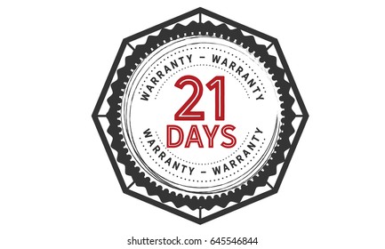 21 days warranty icon vector vintage grunge guarantee background
