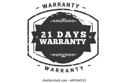 21 days warranty icon vector vintage grunge guarantee background