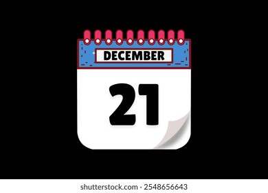 21 dezembro calendário ícone página de texto design mensal web em branco, marrom, coral e preto fundo vetor, ícone, ou ilustração com o mês de dezembro 21