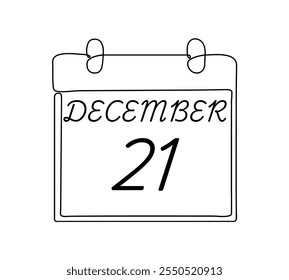 21 December calendar icon text page monthly web design on black and white background vector, icon, or illustration with the month of December 21