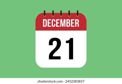 21 December Calendar. December Calendar Vector.