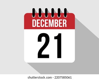 21. Dezember Kalender Vektorsymbol. Tag des Roten Dezember für die Tage des Monats
