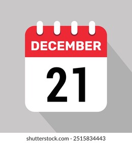 21 december calender icon text page monthly web design.
