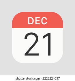 21 December icon isolated on background. Calendar symbol modern, simple, vector, icon for website design, mobile app, ui. Vector Illustration