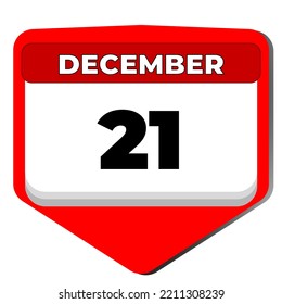 21 December Vector Icon Calendar Day. 21 Date Of December. Twenty First Day Of December. 21th Date Number. 21 Day Calendar. Twenty One Date. Winter Solstice, Crossword Puzzle. Vector Illustration