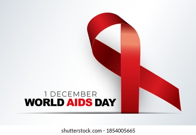 21. Dezember Welt-Aids-Tag Konzept mit Red Ribbon-Zeichen. Vektorgrafik EPS10