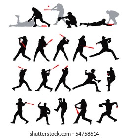 21 detail baseball poses in silhouette