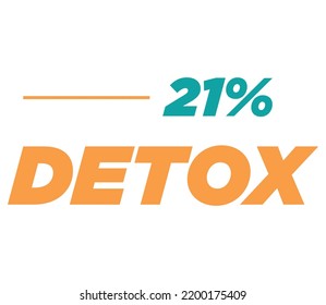 Signo de etiqueta de producto 21% Detox para ilustración de arte vectorial de producto con fuente elegante y color verde amarillo