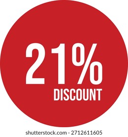 21% Rabatt Symbol Vektor roter Kreis mit weißem Text