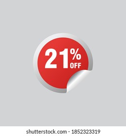 21 descuento, distintivos de vectores de venta para etiquetas, , pegatinas, banners, etiquetas, etiquetas, etiquetas web, nueva oferta. Banner de signo de origami de descuento