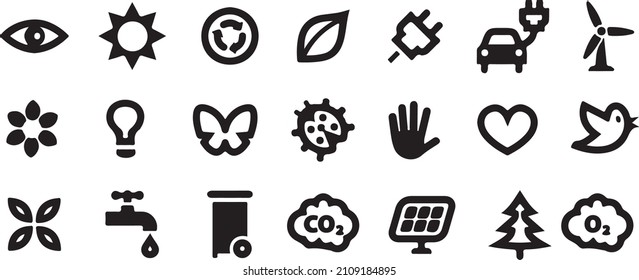21 Iconos ecológicos de la naturaleza arte vectorial