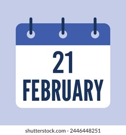 21 February Calendar. Grey Background. Vector Calendar.