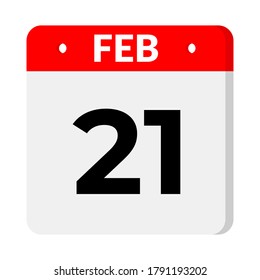 21 February calendar icon, vector illustration