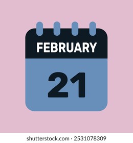 21 february calendar icon vector graphic design web page.
