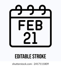 21 February Calendar, Vector Calendar Icon.