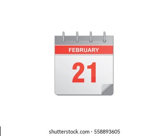 21 February red calendar vector illustration on white background