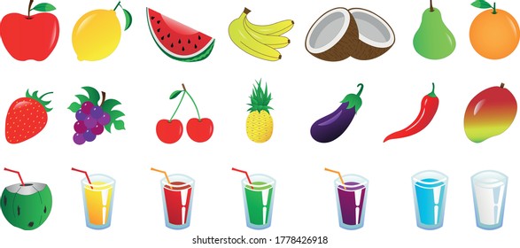 21 Food, Fruit and Juice Vectors