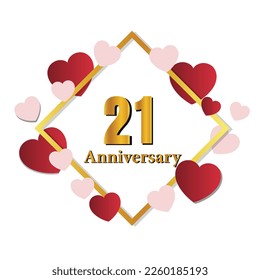 21 glossy gold number vector set. Realistic romantic typeface. Decorative numbers for Valentines, Mothers day, wedding banner, cover, birthday or anniversary, holiday party.