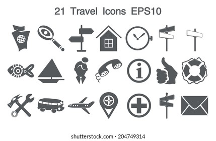 21 grey Icons set