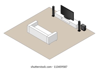 A 2.1 home theatre setup.With a subwoofer and 2 front speakers.