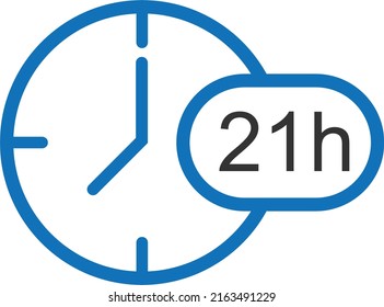 21-Stunden-Timer-Symbol, Timing-Symbol, Vektorsymbol