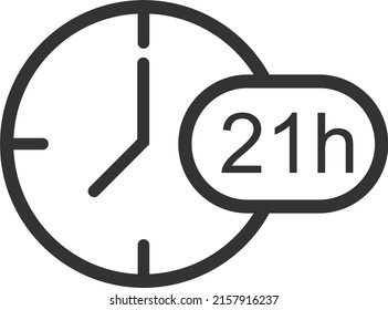 21 hour timer icon, watch icon vector