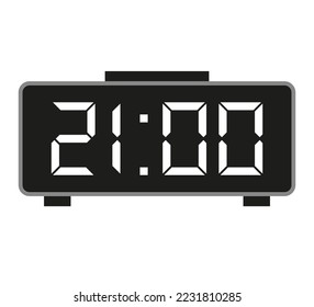 despertador las 21 horas. Vector marcado con tiempo. Hora de marcación del indicador de reloj