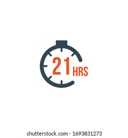 21 hours round timer or Countdown Timer icon. deadline concept. Delivery timer. Stock Vector illustration isolated on white background.