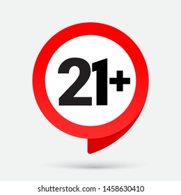 21 Icon isolated on gray background. Age restriction sign. twenty one plus symbol, UI. Vector illustration
