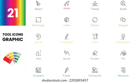 21 icon pack of design tools, pen tool, zoom, , curve, line and more. in vector