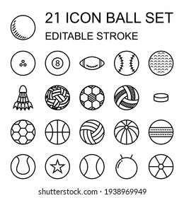 21 Juego De Iconos Con Estilo De Contorno. Stroke editable.