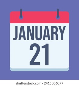21  January calendar. Blue background. Vector Calendar.
