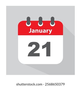 21 January, calendar date, icon.