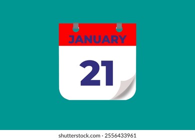 21 January calendar icon text page monthly web design on red, and blue background vector, icon, or illustration with the month of January 21