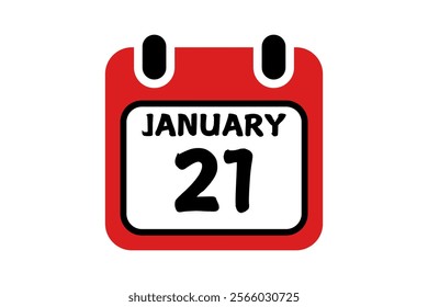 21 January calendar icon text page monthly web design on red, black and white background vector, icon, or illustration with the month of January 21