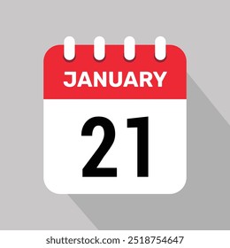 21 enero Calendario Icono Vector Diseño gráfico